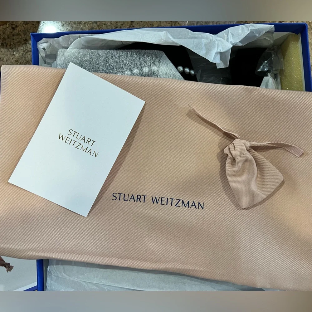Stuart Weitzman Skyhigh Pearl Platform Slide Mule –Black –Size 39 / 8.5B US– NIB
